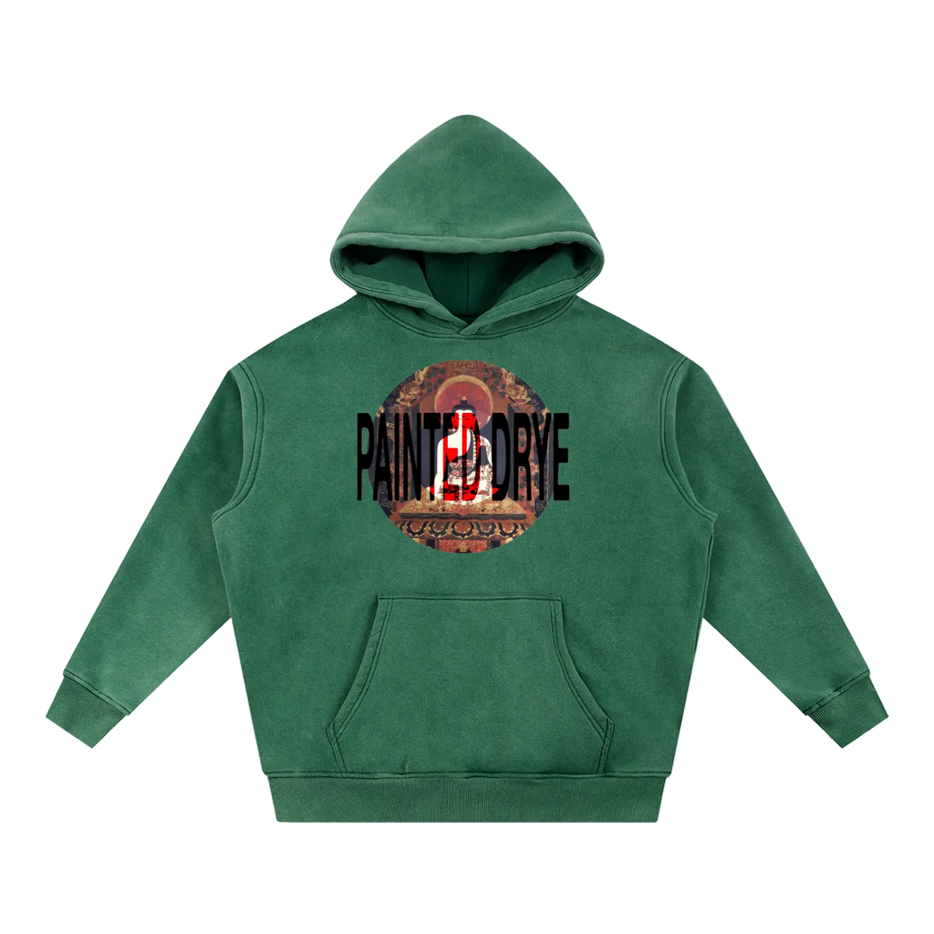 Painted Drye buddha snow wash oversize hoodie