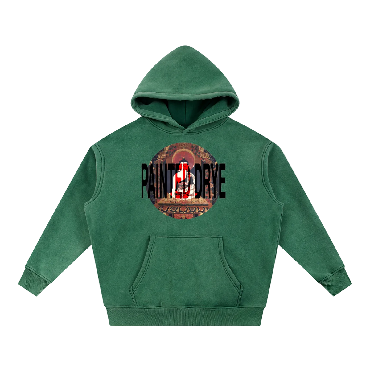 Painted Drye buddha snow wash oversize hoodie
