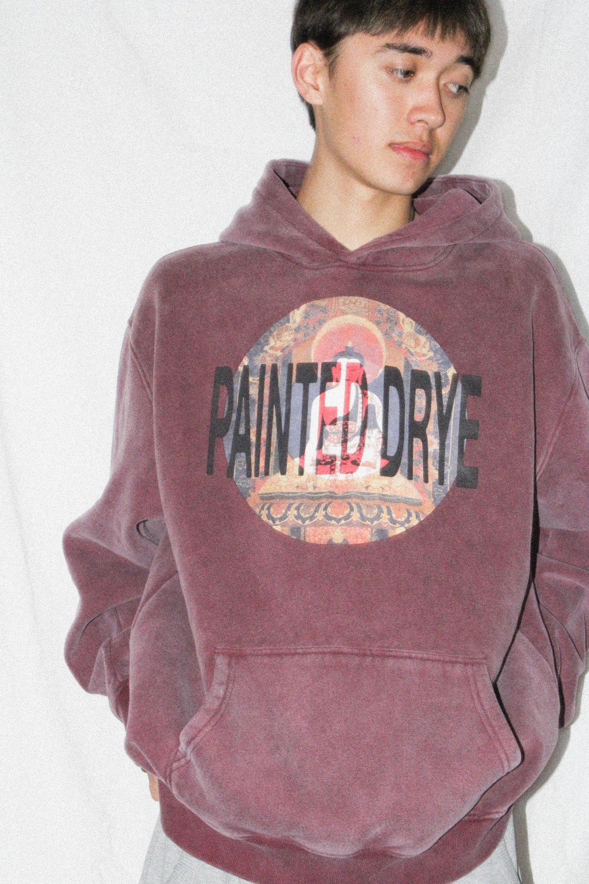 Painted Drye buddha snow wash oversize hoodie