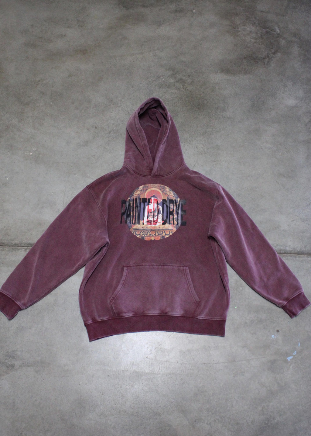 Painted Drye buddha snow wash oversize hoodie