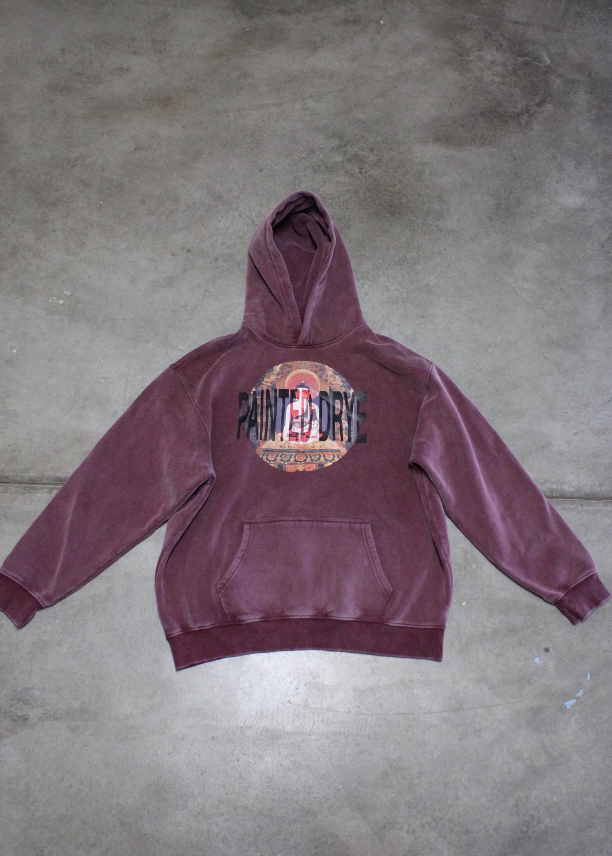 Painted Drye buddha snow wash oversize hoodie