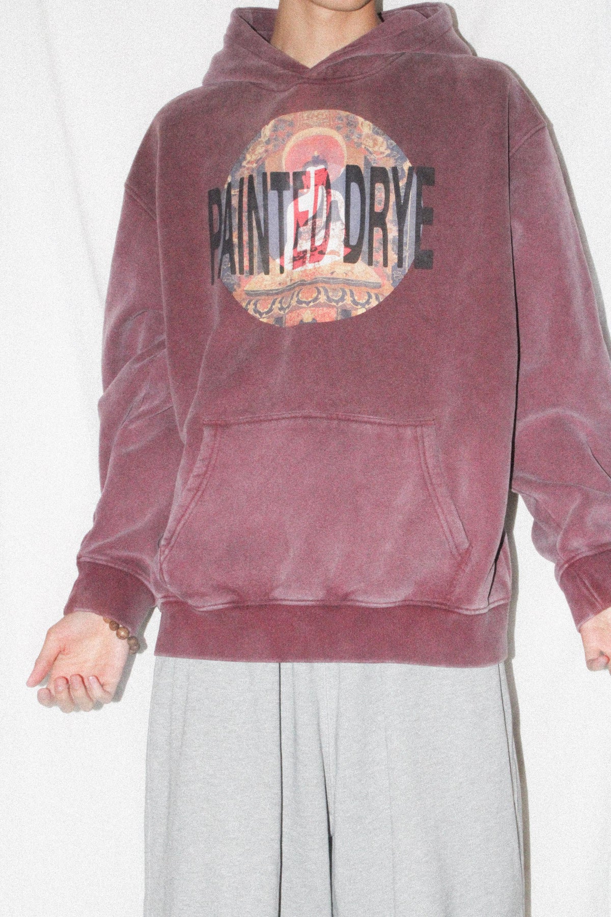 Painted Drye buddha snow wash oversize hoodie